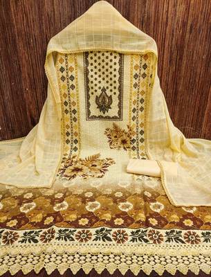 Women's multi heavy multi thread embroidery pc cotton dress material 3