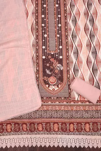 Women's multi heavy multi thread sequence embroidery pc cotton dress material