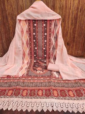 Women's multi heavy multi thread sequence embroidery pc cotton dress material 3