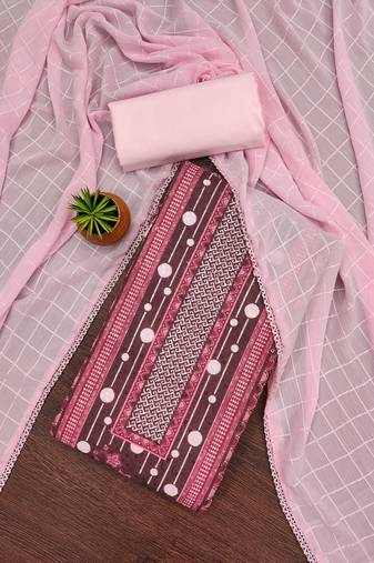 Women's multi unstitched heavy multi thread sequence embroidery pc cotton dress material 