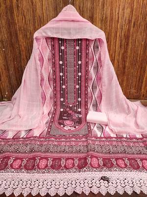 Women's multi heavy multi thread sequence embroidery pc cotton dress material 3