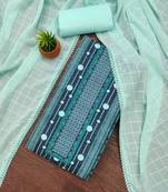 Women's multi heavy multi thread sequence embroidery pc cotton dress material