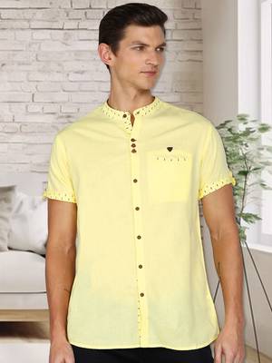 men's mandarin collar linen cotton party casual shirt | indowestern shirt for men 1