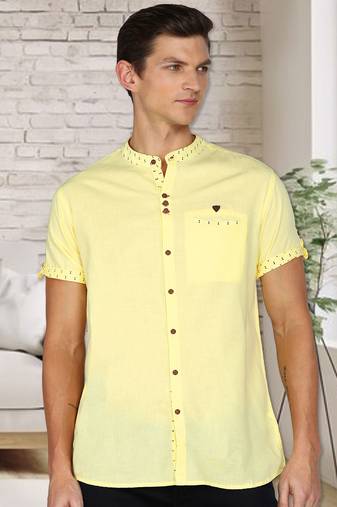 men's mandarin collar linen cotton party casual shirt | indowestern shirt for men