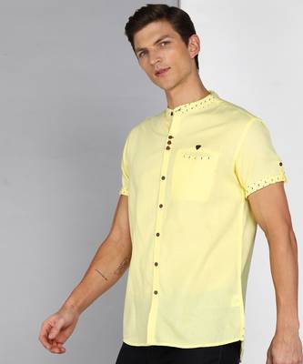 men's mandarin collar linen cotton party casual shirt | indowestern shirt for men 3