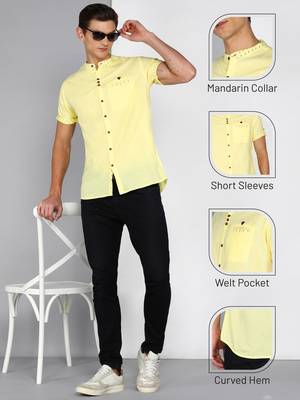 men's mandarin collar linen cotton party casual shirt | indowestern shirt for men 5