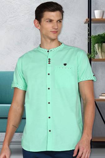 men's mandarin collar linen cotton party casual shirt | indowestern shirt for men