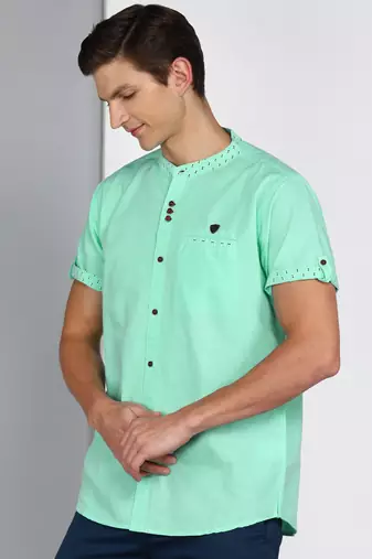 men's mandarin collar linen cotton party casual shirt | indowestern shirt for men