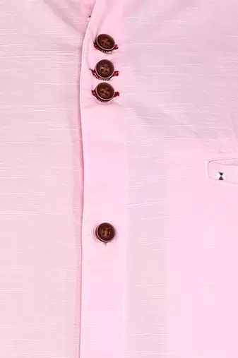 men's baby pink mandarin collar linen cotton party casual shirt | indowestern shirt for men