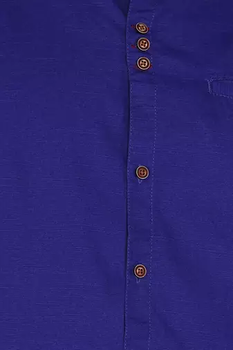 men's royal blue mandarin collar linen cotton party casual shirt | indowestern shirt for men