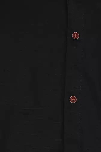 men's black mandarin collar linen cotton party casual shirt | indowestern shirt for men