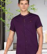 men's linen cotton mandarin collar party casual shirt | indowestern shirt for men
