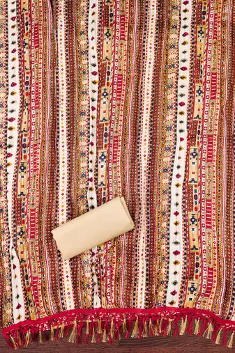 Women's pink sequence embroidery zora silk cotton dress material