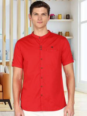 men's linen cotton mandarin collar party casual shirt | indowestern shirt for men 1