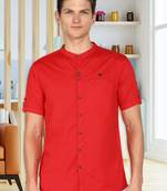 men's linen cotton mandarin collar party casual shirt | indowestern shirt for men