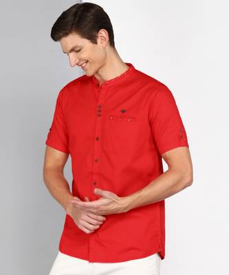 men's linen cotton mandarin collar party casual shirt | indowestern shirt for men 3