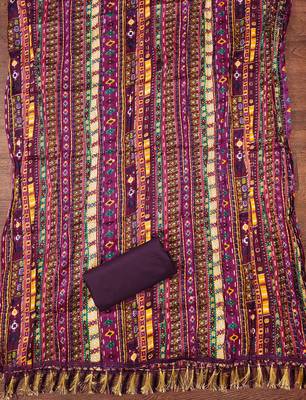 Women's purple sequence embroidery zora silk cotton dress material 4