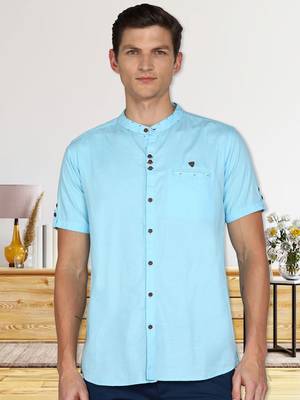 men's linen cotton casual shirt | chinese collar shirt | indowestern casual shirt 1