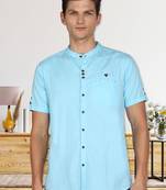 men's linen cotton casual shirt | chinese collar shirt | indowestern casual shirt