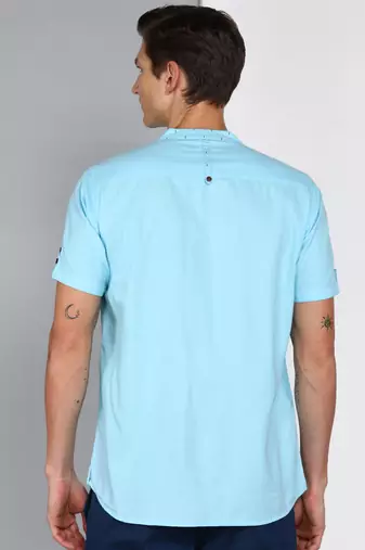 men's linen cotton casual shirt | chinese collar shirt | indowestern casual shirt