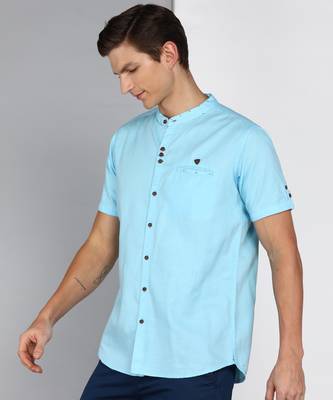 men's linen cotton casual shirt | chinese collar shirt | indowestern casual shirt 3