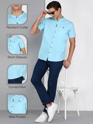 men's linen cotton casual shirt | chinese collar shirt | indowestern casual shirt 5