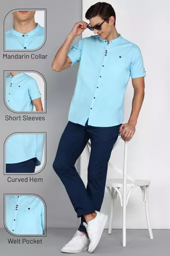 men's linen cotton casual shirt | chinese collar shirt | indowestern casual shirt