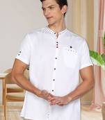 men's linen cotton mandarin collar party casual shirt | indowestern shirt for men