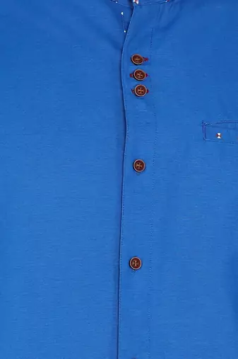 men's royal blue mandarin collar linen cotton party casual shirt | indowestern shirt for men