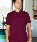 men's linen cotton mandarin collar party casual shirt | indowestern shirt for men