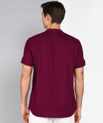 men's linen cotton mandarin collar party casual shirt | indowestern shirt for men 2
