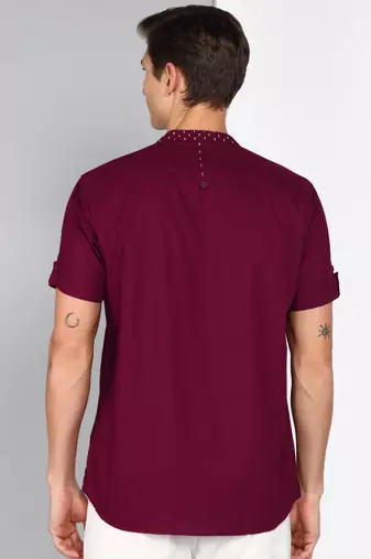 men's linen cotton mandarin collar party casual shirt | indowestern shirt for men