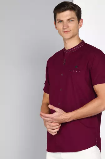 men's linen cotton mandarin collar party casual shirt | indowestern shirt for men