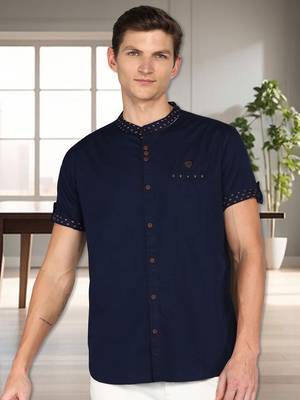 men's linen cotton mandarin collar party casual shirt | indowestern shirt for men 1