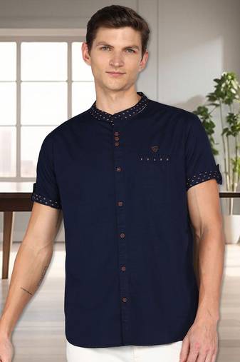 men's linen cotton mandarin collar party casual shirt | indowestern shirt for men