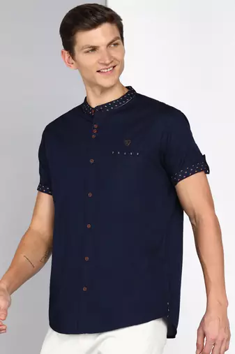 men's linen cotton mandarin collar party casual shirt | indowestern shirt for men