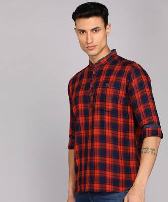 men's barn red lyocell long kurta | festive kurta for men 3