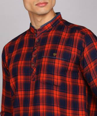 men's barn red lyocell long kurta | festive kurta for men 4