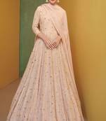 Pink emboridery sequins work georgette stiched anarkali chudidar suits