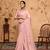 peach embroiderd organza saree with unstitched blouse piece