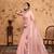 peach embroiderd organza saree with unstitched blouse piece