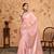 peach embroiderd organza saree with unstitched blouse piece
