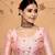 peach embroiderd organza saree with unstitched blouse piece