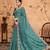 teal embroiderd organza saree with unstitched blouse piece