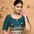 teal embroiderd organza saree with unstitched blouse piece