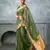 green tissue silk blend zari work saree with unstitched blouse piece