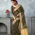 mehndi tissue silk blend zari work saree with unstitched blouse piece