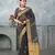 navy blue tissue silk blend zari work saree with unstitched blouse piece