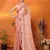 orange organza silk blend embroidered work saree with unstitched blouse piece