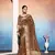 brown tissue cotton silk blend sequence zari work saree with unstitched blouse piece